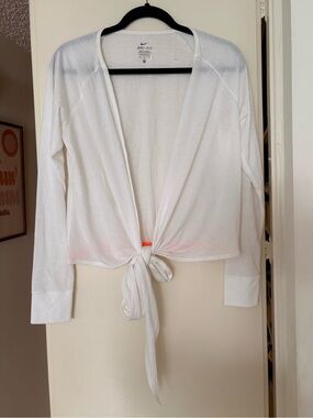 Nike Dri-FIT White Tie Front Wrap Cardigan Top M